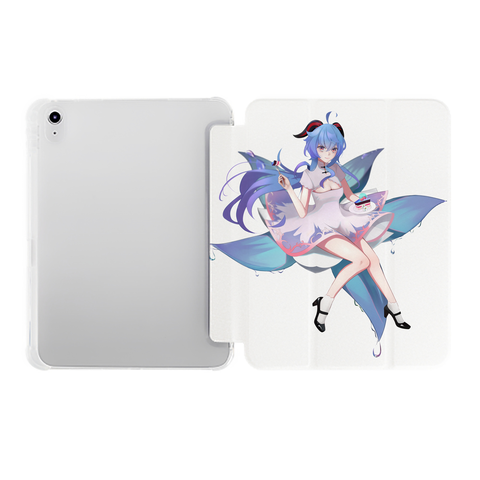 げんし神 甘雨 かんう genshin Ganyu IPad ケース ペン収納付き 三つ折りスタンド PUレザー×シリコン 対応機種9.5/10.5/10.9インチ